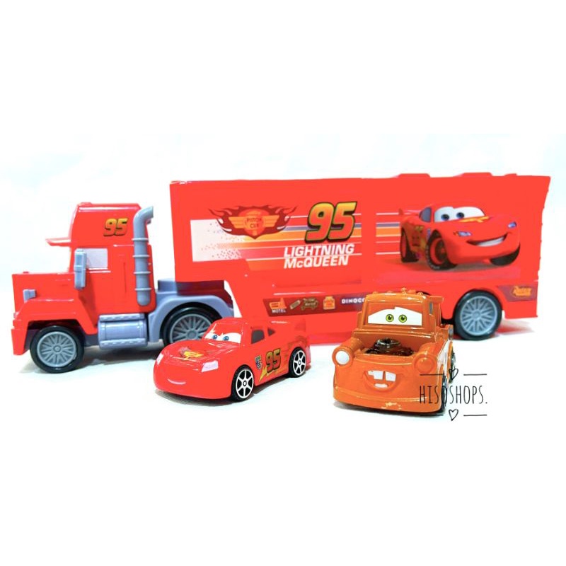 RACING CARS รถบรรทุกพร้อมกับรถ 2 คัน LIGHTNING McQUEEN สีสันสวยงาม Rcaing cars McQueen แดง
