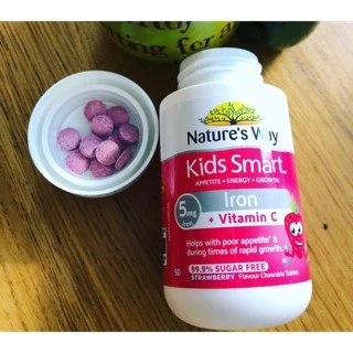 Nature’s way Iron+C ธาตุเหล็ก+วิตามินซี รุ่นใหม่ Chewable 50 Tablets