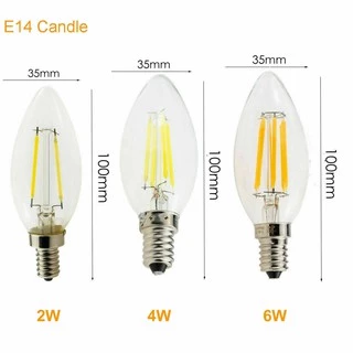 หรี ่ แสงได ้ E14 2W 4W 6W 220V Edison COB Filament Retro LED Light Candle/Flame หลอดไฟโคมไฟโคมระย ้ า