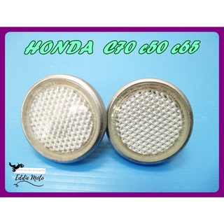 HONDA C70 C50 C65​ CIRCLE "WHITE" REFLECTOR for FRONT FORK TUBE SET PAIR // ทับทิมตะเกียบหน้า วงกลม สีขาว อลูมิเนียม