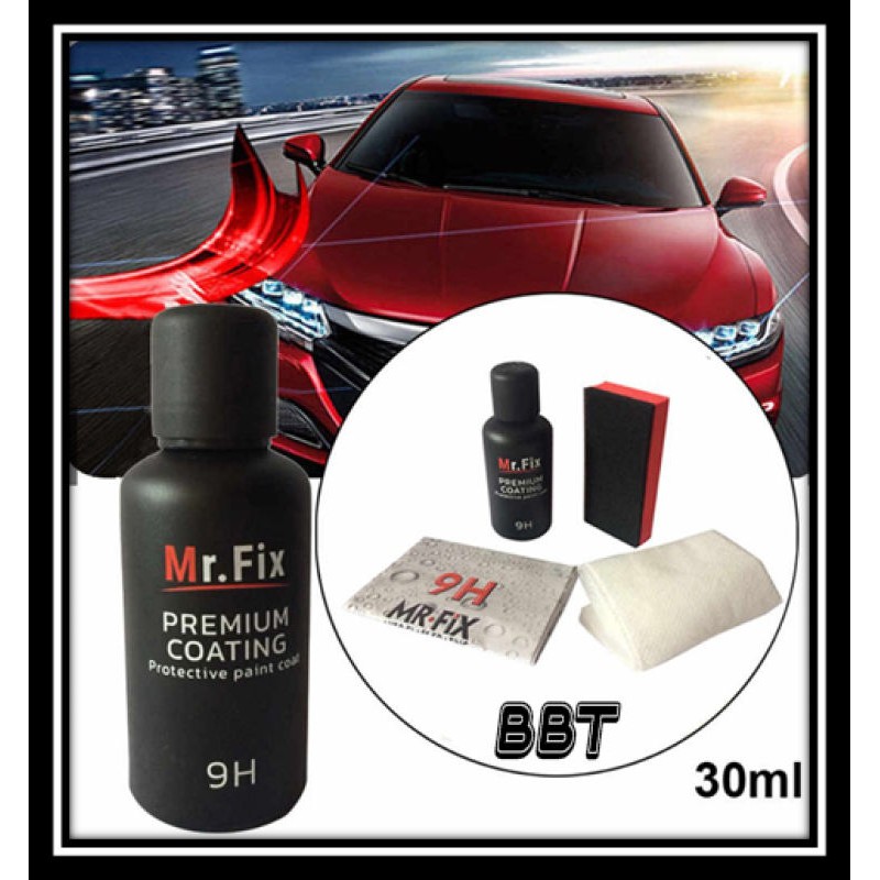 BBT น้ำยาเคลือบแก้วแท้ มีรหัสผลิตภัณฑ์ 30 ml. MR.FIX Black Premium Coating 9H รุ่นใหม่ 9HMR-B