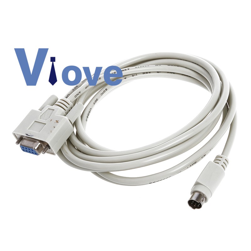 DB9P ถึง 8P Mini Din RS232 ดาวน์โหลดสายสีขาว 8.2 Ft สําหรับ PLC DVP-EH