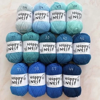 Happynest ไหมพรม คอตตอนนม milk cotton yarn 4 ply (สีน้ำเงิน ฟ้า)