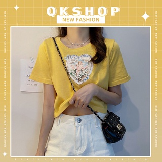 QKshop 📍เสื้อครอปคอกลมแขนสั้นกามเทพหัวใจ 💘 น่ารักขยี้ใจสุดๆ ผ้านิ่มสวมใส่สบาย เลิศ🥰🛍️