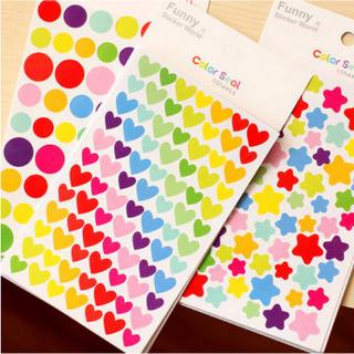 6 PCS/Pack Basic Stickers For Journaling Lovely Stickers Adhesive Star, heart, round shape Bullet journal, photo decoration