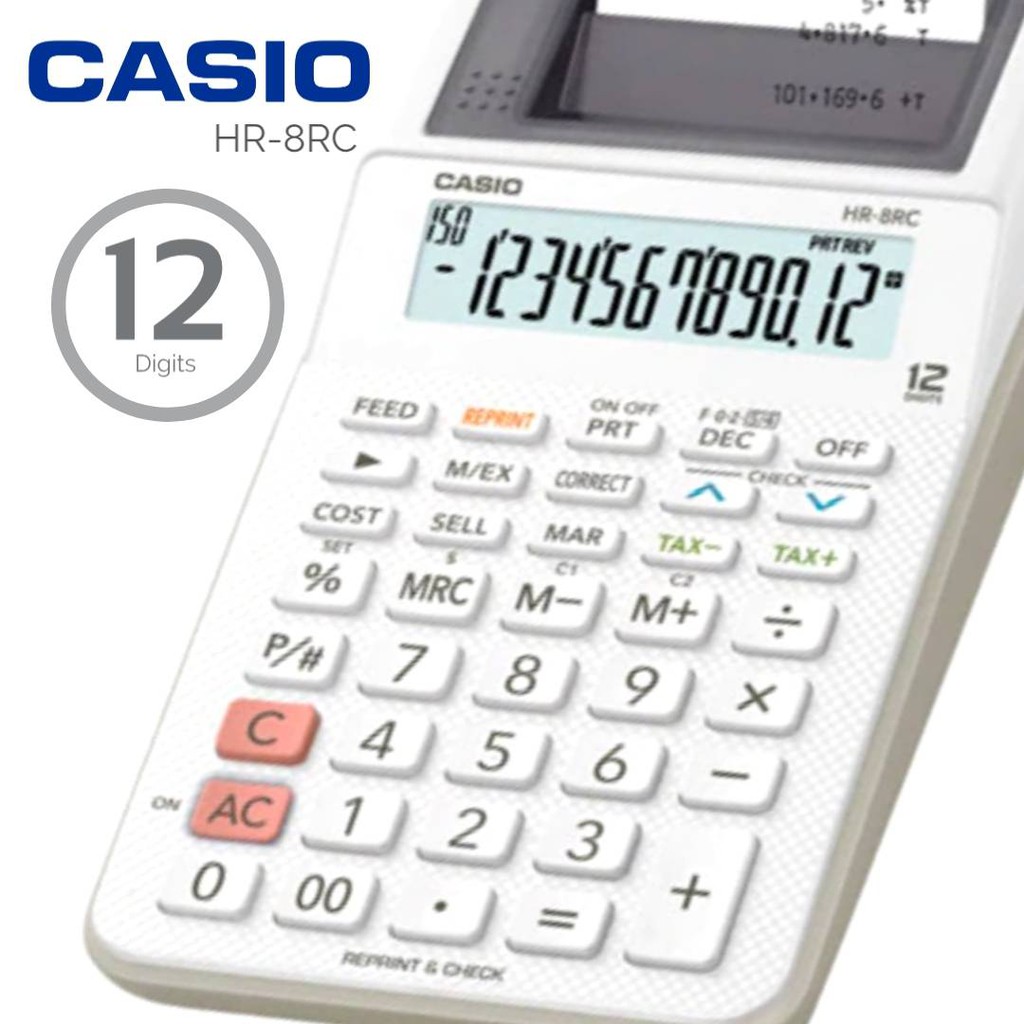 🔥พร้อมส่งจ้า🔥CASIO เครื่องคิดเลข คาสิโอ HR-8RC  เครื่องคิดเลขคาสิโอแบบพิมพ์ได้ ให้ทุกการทำงานไม่ติดขัด
