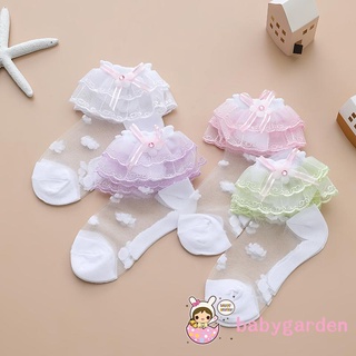 Babygarden-ถุงเท้าซีทรู ปักลายลูกไม้ สําหรับเด็กผู้หญิง อายุ 1-7 ปี