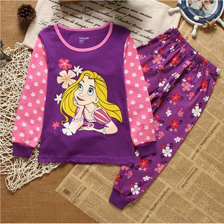 เด็กเด็กสาวดอกไม้นอนชุดนอนเสื้อยืด + กางเกง Kids Girls Floral Pyjamas Sleepwear  2-7Yrs