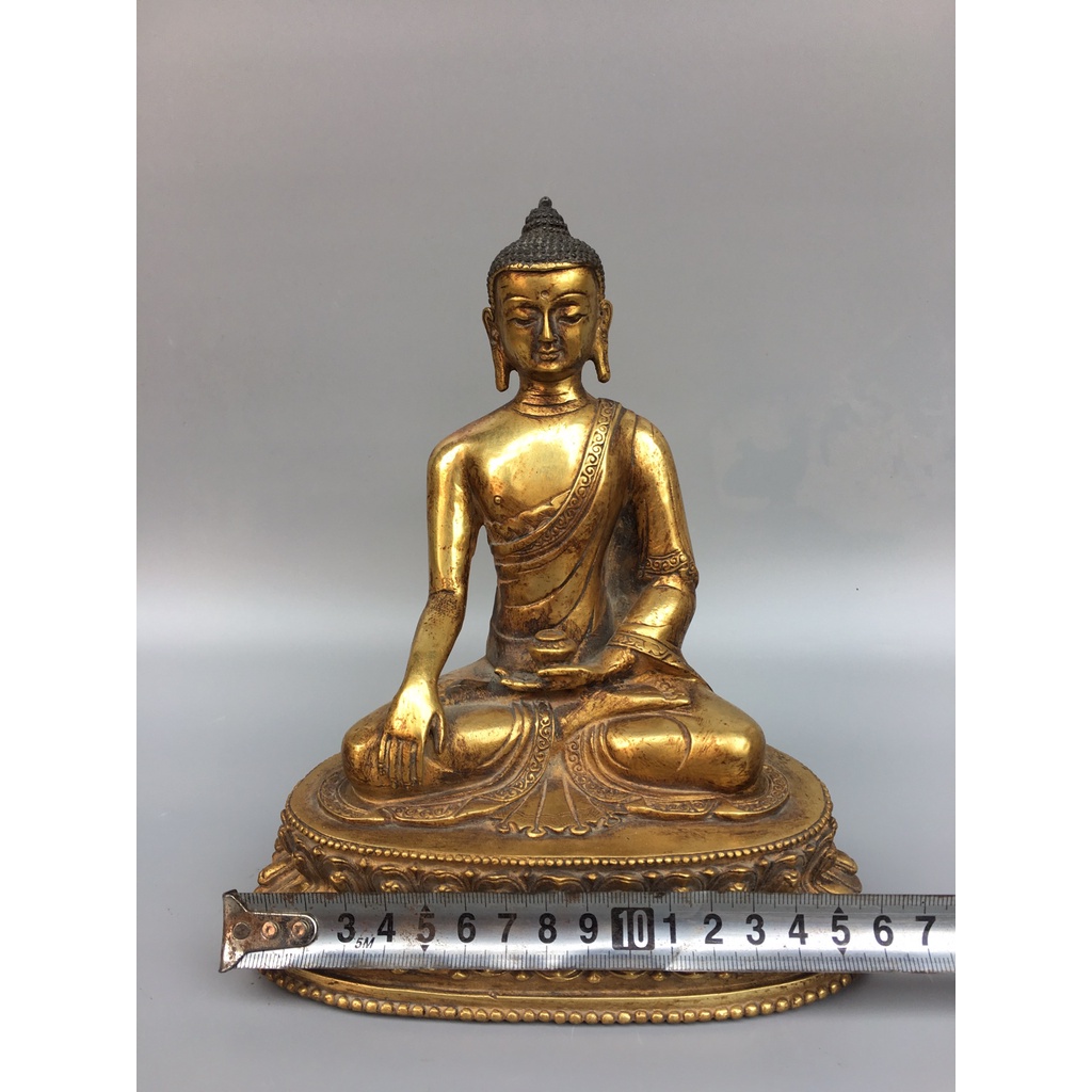 ✥❉☈Laojunlu Bronze-Gilt Sakyamuni Buddha Statue Antique Bronze Masterpiece Collection Of Solitary Chinese Traditional St