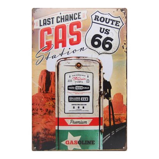 ป้ายสังกะสีวินเทจ Last Chance Gas Station on Route US 66