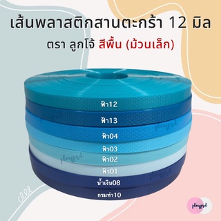 [ตราลูกโจ้] เส้นพลาสติก เส้นพลาสติกสานตะกร้า ขนาด 12 มิล [โทนสีฟ้า-น้ำเงิน] (ม้วนเล็ก 250 กรัม)