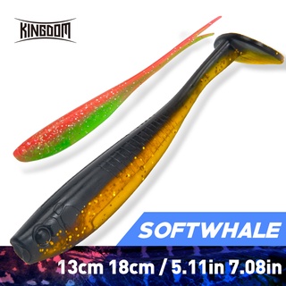 Kingdom SOFTWHALE เหยื่อตกปลาซิลิโคน รูปหาง T ขนาด 130 มม. 180 มม.