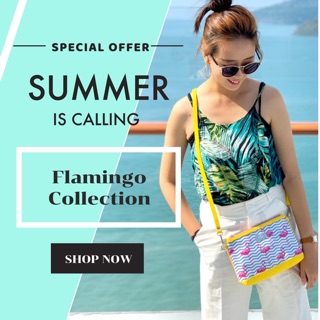 Petite Crossbody กระเป๋าสะพายข้างลายนกFlamingo