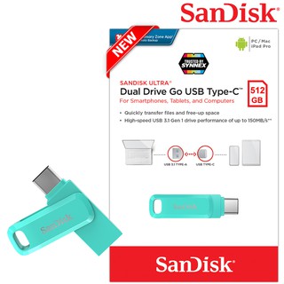 SanDisk Dual Drive Go 512GB USB 3.1 เขียว Gen1 Flash DriveType-C Speed150mbs (SDDDC3-512G-G46G) แฟลชไดรฟ์ ประกัน 5ปี