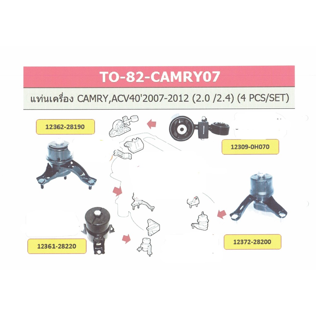 ยางแท่นเครื่อง Camry (ปี2007-2011) ACV40/41 (แบบไฮดรอลิค) ของใหม่