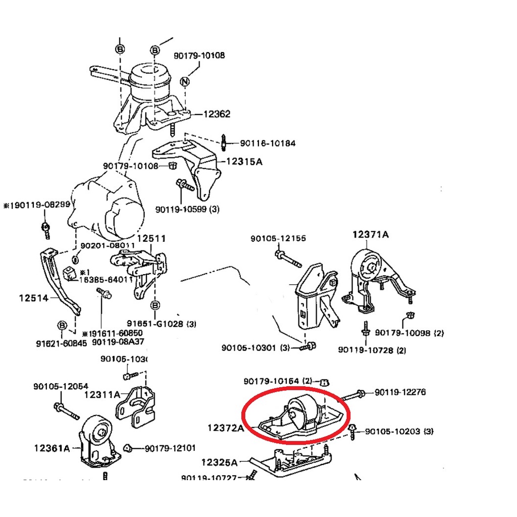 Doctor Car ยางแท่นเครื่อง ยางหิ้วเครื่อง ซ้าย โตโยต้า โคโรน่า ST191 ST 191 Toyota Corona