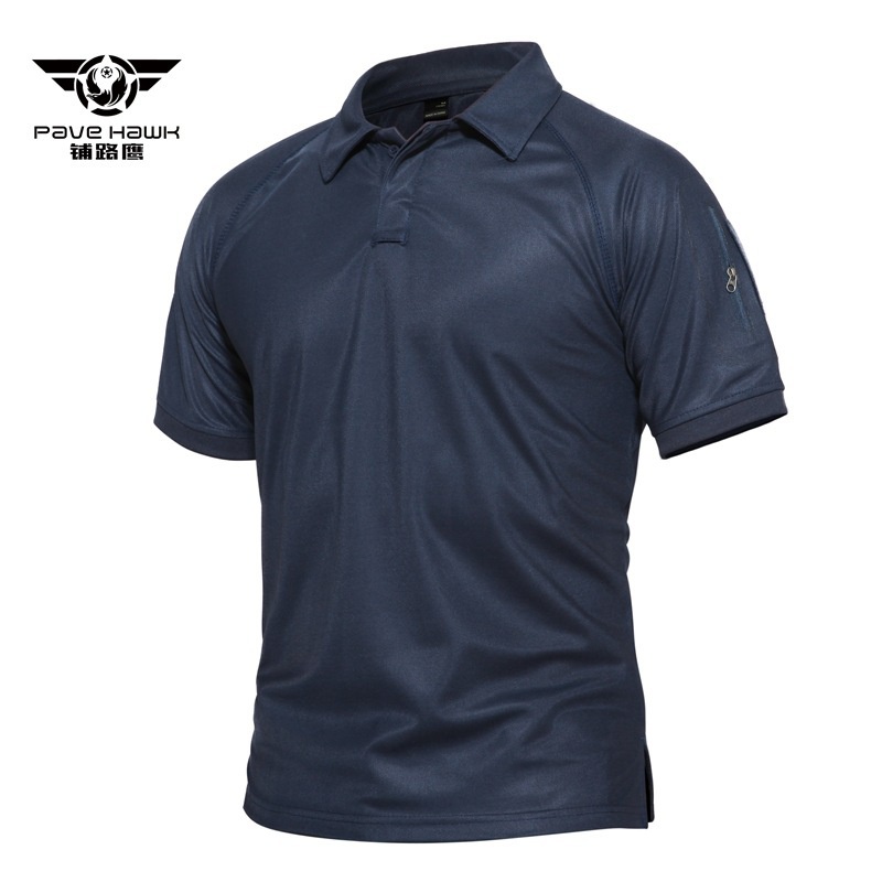 【S-5XL】Pavehawk กลางแจ้งยุทธวิธีพรางความเร็วแห้งสลิมขี่ปีนเขาเดินทางปกแขนสั้นเสื้อยืด PLY28