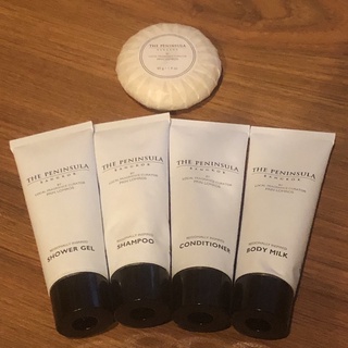 The Peninsula Bangkok Amenities ขนาดพกพา Shower Gel , Shampoo , Conditioner , Body Milk , Soap Bar