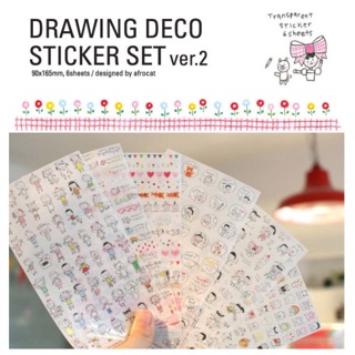 S049# Drawing Deco Sticker Ver.2 set 6แผ่น