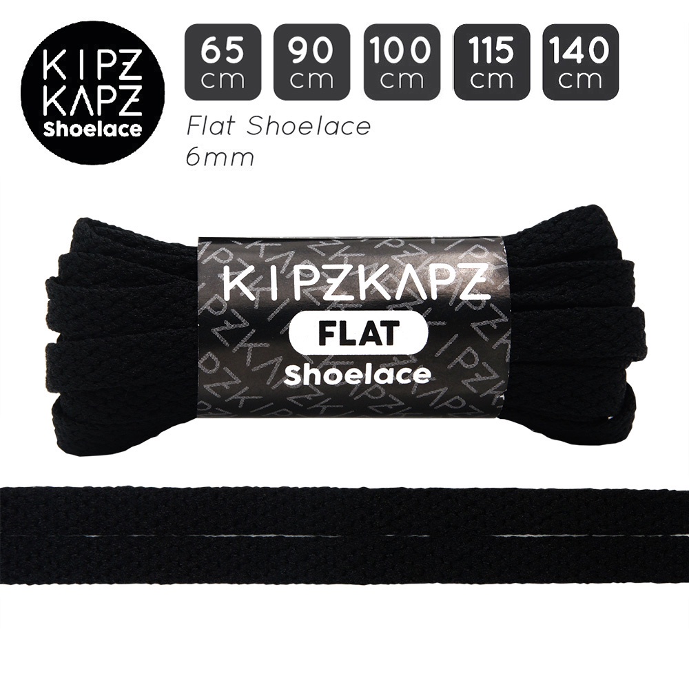 KIPZKAPZ FSP39A สีดํา - เชือกผูกรองเท้าแบบแบน 6mm