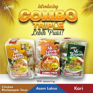 Yumny Instant Vegetable Noodles Without MSG (For Baby 2y+) Combo 3 (triple)บะหมี่กึ่งสำเร็จรูป (ผัก) +3 วาง