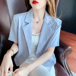 🔥พร้อมส่ง🔥  เสื้อสูทแขนสั้นขนาดเล็กผู้หญิงแฟชั่นใหม่ชุดลำลองเสื้อสั้น