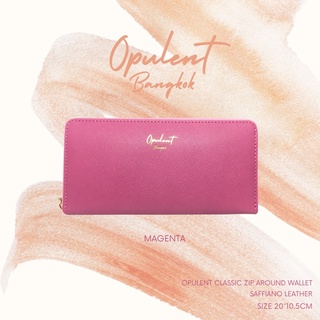 กระเป๋าสตางค์ ใบยาว หนังSaffiano ซิปรอบ สี Magenta