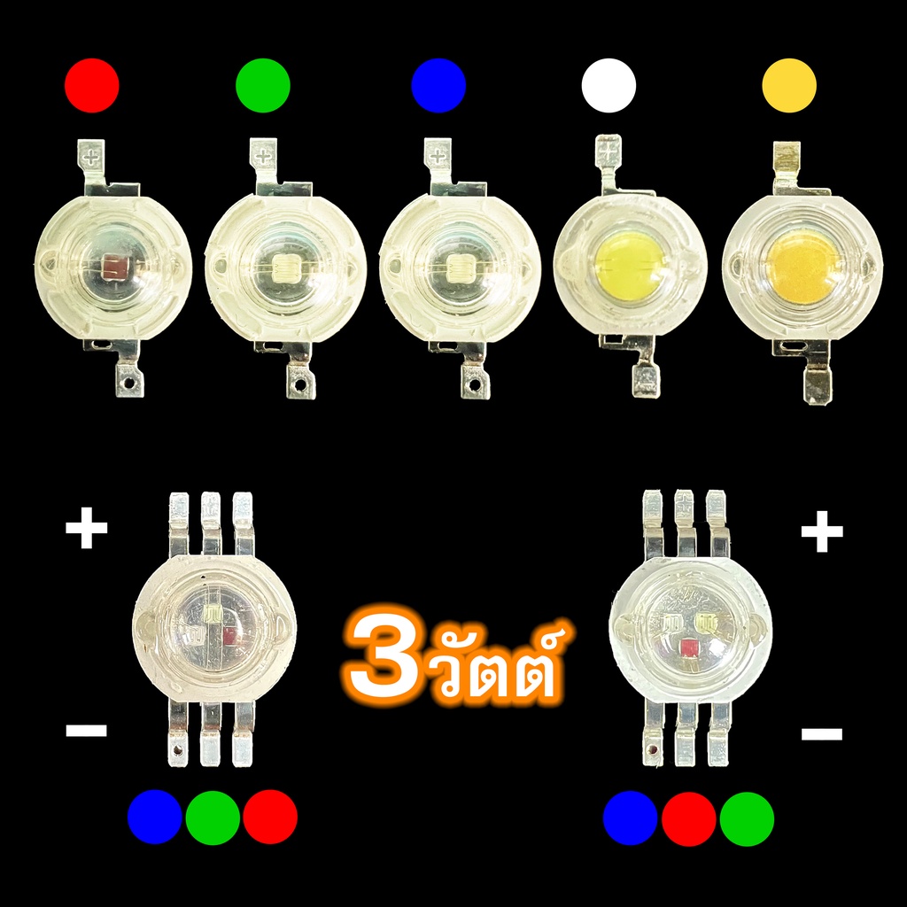 หลอด LED 3w เม็ดไฟ led **1หลอด** หลอดไข่ปลา ledซ่อม ledส่องแสง ledหลอดสี หลอดกระดุม high power led ล