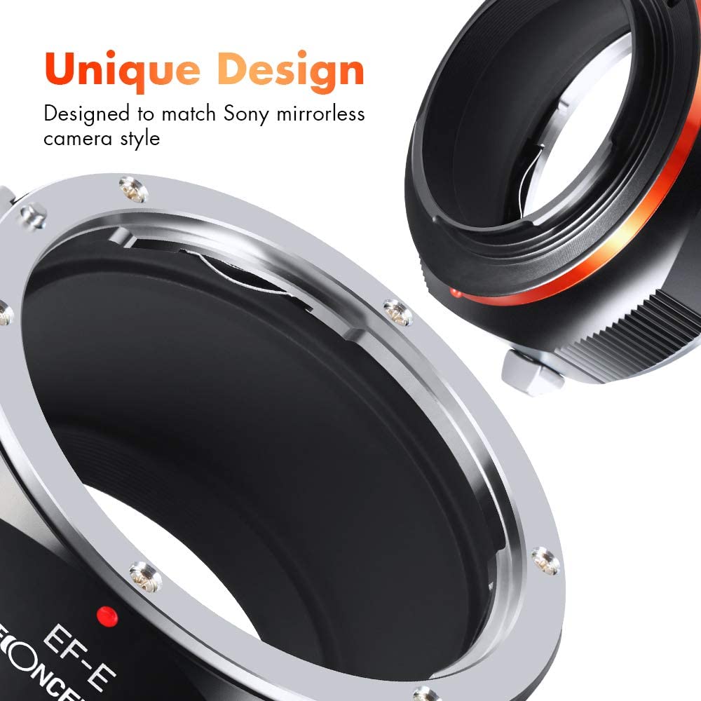 K&f อะแดปเตอร์เมาท์เลนส์กล้อง EOS เป็น E เมาท์เลนส์ Canon EF EF-S เป็นเมาท์ E NEX พร้อมเคลือบเงา สําหรับ Sony A6000 A6400 A7II A5100 A7 A7RIII