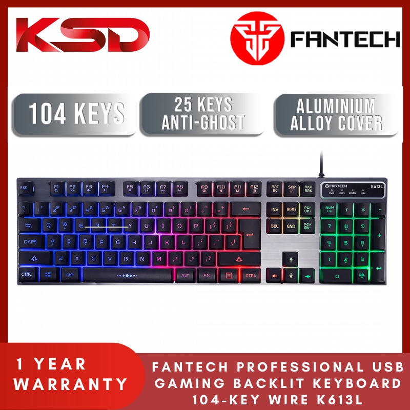Fantech Professional USB Gaming Backlit Keyboard 104-Key Wire K613L