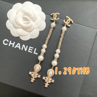 ต่างหูประดับมุก &amp; Crystal Chanel