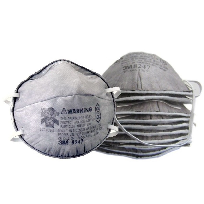 ☃✥3m 8247 (R95) หน้ากากป้องกันฝุ่นละอองและสารเคมี (10