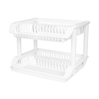 ชั้นคว่ำจาน 2 ชั้น CSP 249-2 สีขาว ชั้นวางของในครัว DISH RACK CSP 249-2 2TIER PLASTIC WHITE