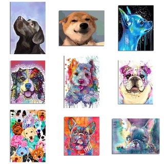 XZ ระบายสีตามตัวเลข 40X50cm~Cute Dog and Pet Animals~ No Frame Paint By Numbers Toothpast Tube Unframe Wall Art/ Paint By Number/ High Quality Diy Painting By Numbers