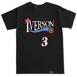 tshirtเสื้อยืดคอกลมฤดูร้อนWanyg เสื้อยืดแขนสั้น พิมพ์ลายบาสเก็ตบอล Iverson 3 76Ers 7 Sixers Allen Ezail Iverson Mvp สไตล