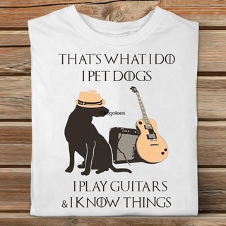 [COD]Gildan เสื้อยืด แขนยาว พิมพ์ลาย Thats What I Do I Pet Dogs I Play Guitars And I Know Things Dog Lover สไตล์คลาสสิก