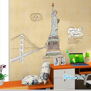 Transparent Wall Sticker สติ๊กเกอร์ติดผนัง USA Stutue of Liberty (กว้าง100cm.xสูง100cm.)