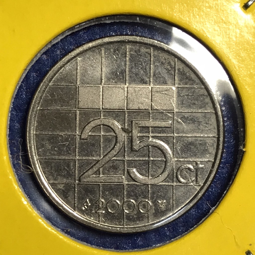 No.13949 ปี2000 เนเธอร์แลนด์ 25 CENTS เหรียญเก่า เหรียญต่างประเทศ เหรียญสะสม เหรียญหายาก ราคาถูก