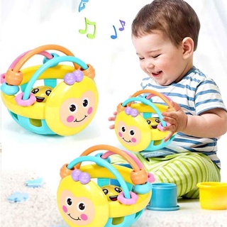 สี baby bee soft ยาง bell rattle baby Soothing ของเล่นจับลูกบอลของเล่นเด็กของเล่นเพื่อการศึกษา