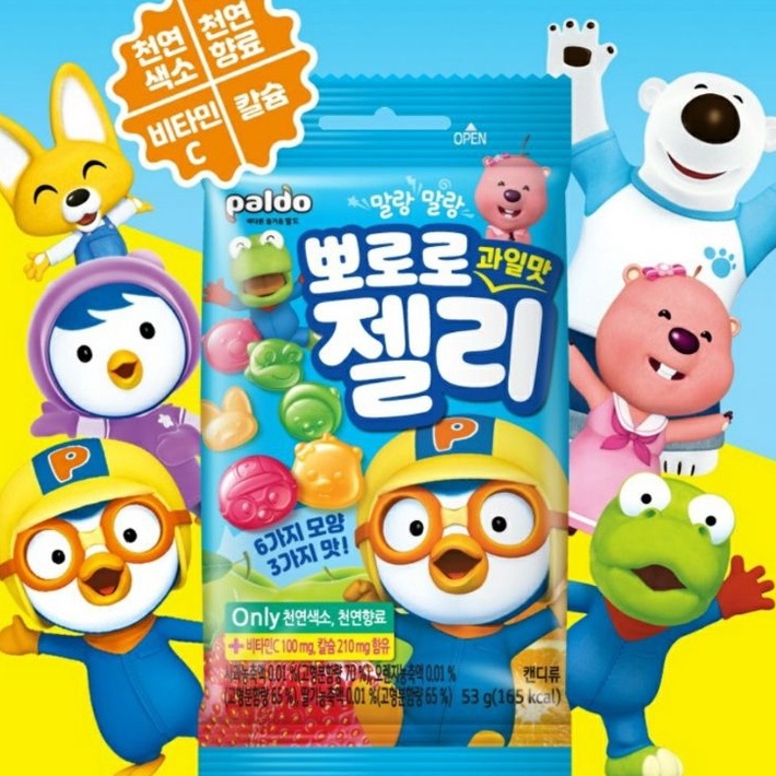 Paldo pororo jelly fruit flavor โปโรโร่ เยลลี่ รสผลไม้มี vitC และ แคลเซียม