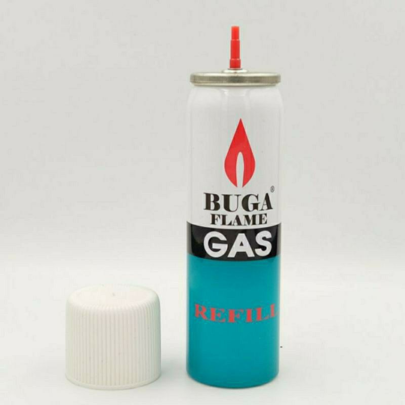 Buga flame gas ขนาด 50 กรัม สำหรับเติมไฟแช็ค หรือปืนจุดเตาแก๊ส บูก้าแก๊สกระป๋อง