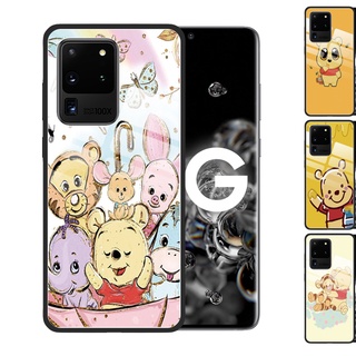 Samsung Galaxy S20 Ultra S10 Plus S9 Note 20 Ultra 9 10 Plus Cartton Winnie the Pooh Tempered Glass Cover Anti-Scratch Phone Case