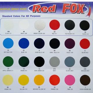 RED FOX  สีสเปรย์ เรดฟ็อกซ์ สีธรรมดา  จำนวน 12 กระป๋อง (โหล)  สามารถคละได้ 2 สีเท่านั้น