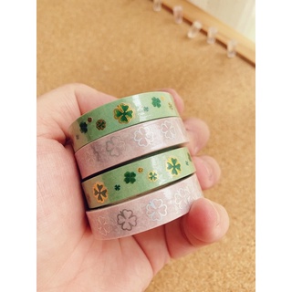 🍀 CLOVER LEAF WASHI TAPE วาชิเทป เทป ใบโคลเวอร์ ใบไม้แห่งความโชคดี สีเขียว🍀