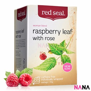 Red Seal Raspberry Leaf Tea 35g (20 Unbleached Teabags) ชาจากใบราสเบอร์รี่ ไม่ผสมคาเฟอีน 35 กรัม ถุงชาไม่ฟอกขาว 20 ชิ้น