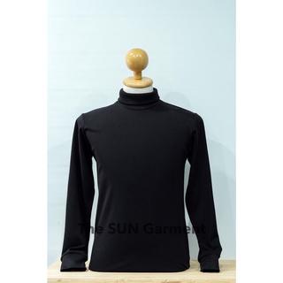 เสื้อแขนยาว-คอเต่า สีดำ ผ้าทีซี