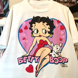 เสื้อยืดแขนสั้น พิมพ์ลาย betty boop miss betty and pudgy แฟชั่นฤดูร้อน สําหรับผู้ชาย และผู้หญิง