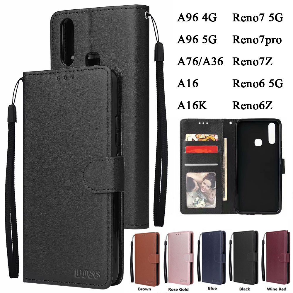 เคสฝาพับ แถมสาย  ล็อคได้ สำหรับ OPPO A77S/Reno8Z/A57 4G / A77 5G / Reno5 / A76 / A36 / A96 4G / A96 5G/ A3S เคสฝาพับหนัง