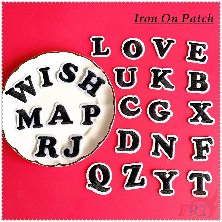 Iron-on Patch：Black English Letters 1Pc Alphabets Diy Sew on Iron on Badges Patches