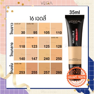 🔥2 ทุ่ม ไลฟ์สด ลด 50%🔥Loreal Infallible 24H Matte Cover อินฟอลลิเบิล 24เอช แมท คัฟเวอร์ 35ml